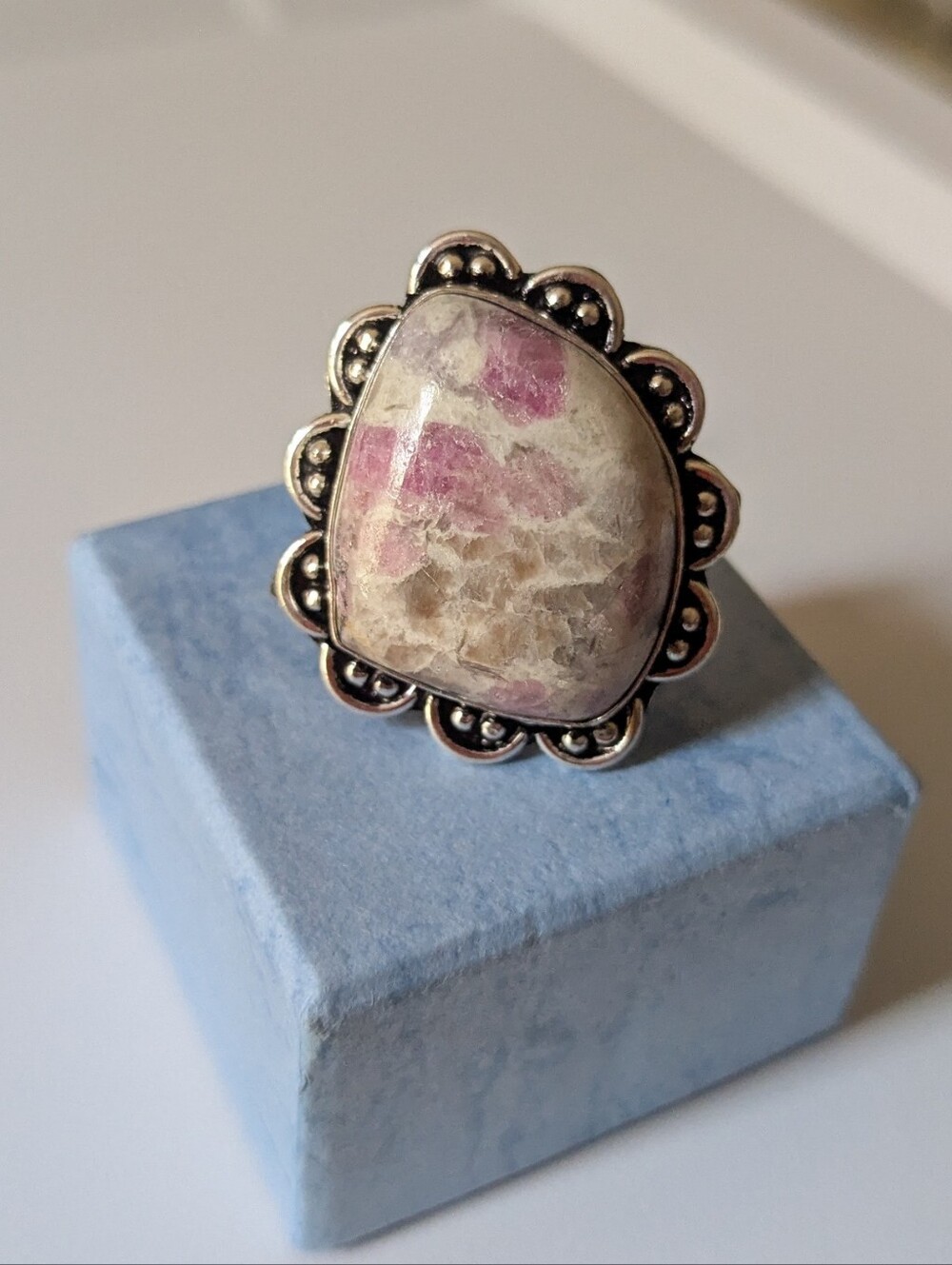 Handcrafted Pink & Tan Cobalt Calcite Ring (6)